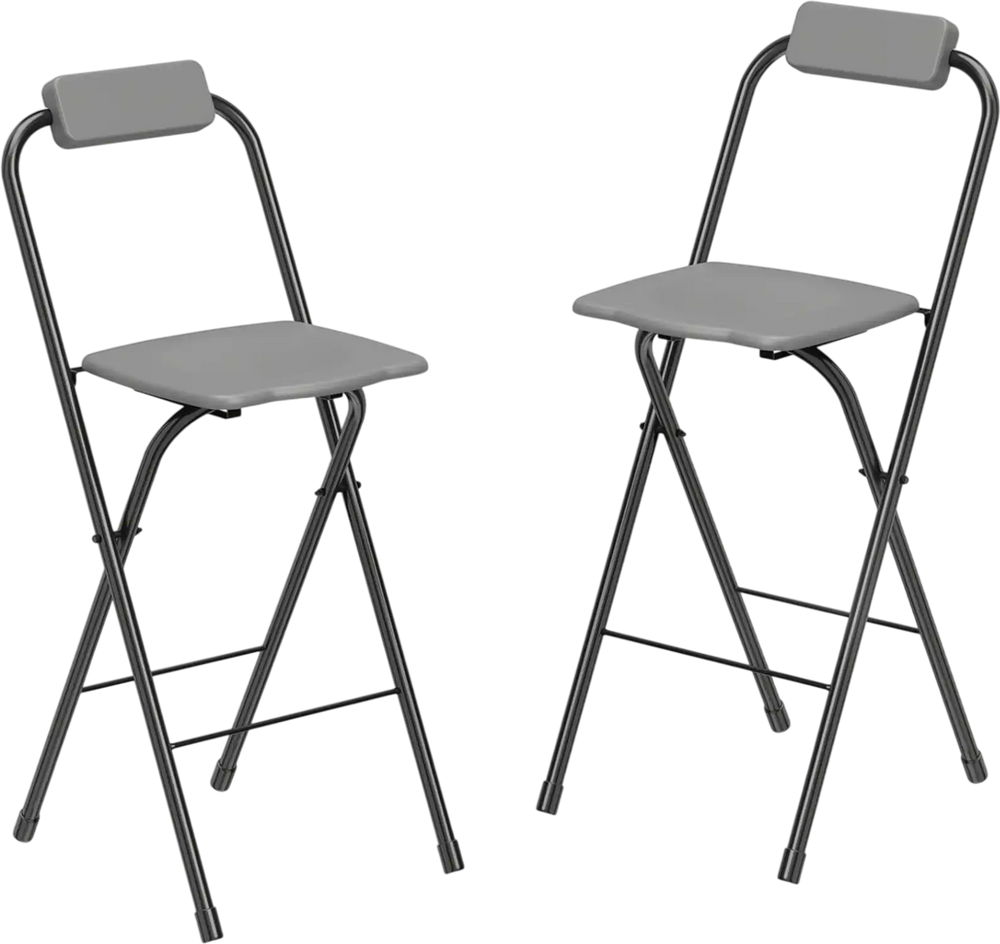 Set of 2 Portable Bar Height Stools with Ergonomic Seat and Comfortable Footrest - Gallery View 1 of 6