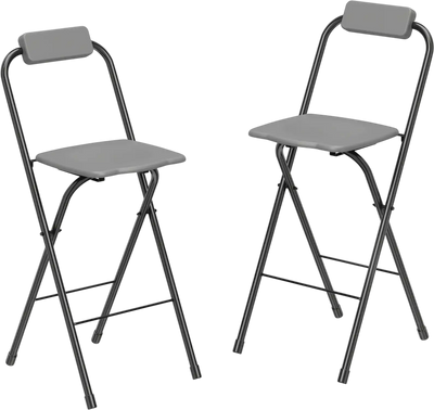 Costway Set of 2 Portable Folding Bar Height Stools Ergonomic Seat Footrest 79675398 New