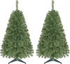 Set of 2 pre-lit 4 ft artificial Christmas trees with 100 warm white LED lights, perfect for small-space holiday displays.