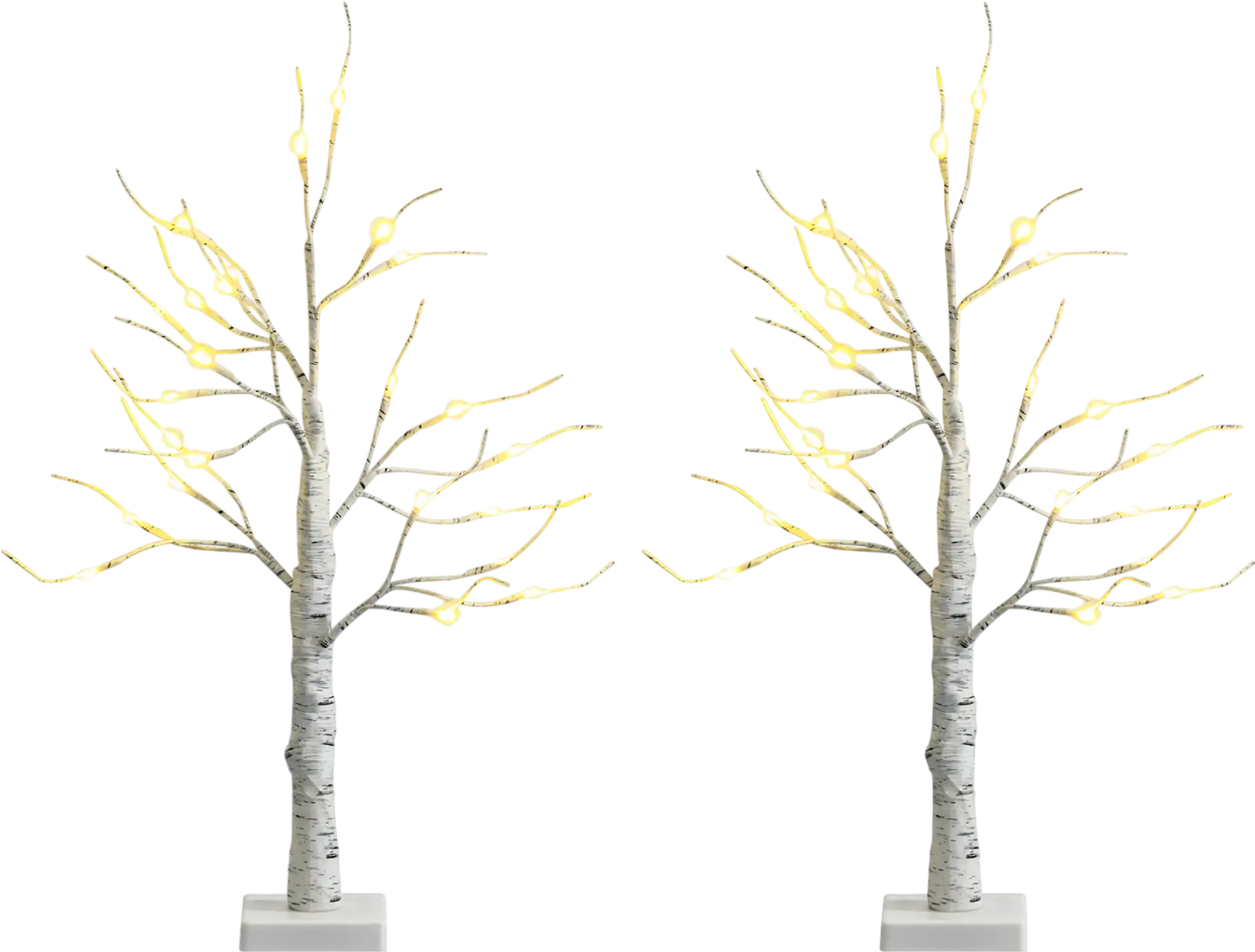 Costway Set of 2 Pre-Lit White Birch Twig Christmas Trees Battery Powered 43325140 New