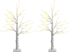 Set of 2 Pre-lit White Twig Birch Tree Battery Powered for Christmas Holiday