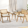Set of 2 Rattan Accent Chairs with Padded Cushion and Rubber Wood Frame-Beige - Gallery View 1 of 10