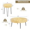 Round coffee tables with natural solid pine wood tops and rustproof metal legs, ideal for living room or lounge use.