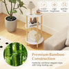 Compact round side table with 3-tier bamboo shelves, white finish, perfect for living room or bedroom storage.