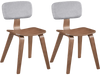 Set of 2 walnut rubber wood dining chairs with teddy velvet padded backrest for stylish and comfortable dining.