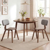 Set of 2 walnut rubber wood dining chairs with teddy velvet padded backrests, ideal for stylish dining room decor.