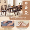 Set of 2 brown rubber wood dining chairs featuring thickly padded seats and breathable faux linen upholstery for.