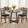 Set of 2 modern farmhouse dining chairs with linen upholstery and solid rubber wood frames, ideal for dining rooms.