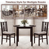 Set of 2 coffee rubber wood kitchen chairs with fabric padded seats, ideal for dining rooms and kitchens.