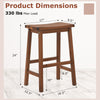 Dimensions of a saddle-seat counter height stool in walnut, measuring 24" high, suitable for 35"-39" counters.