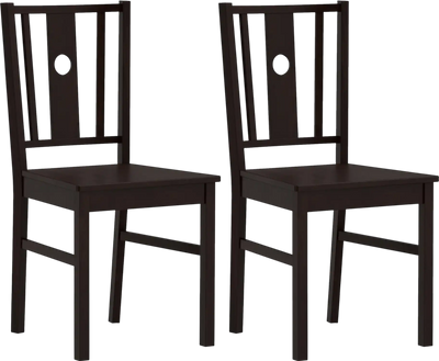Costway Set of 2 Solid Rubber Wood Kitchen Dining Chairs Slatted Curved Backrest 97670104 New