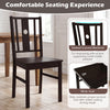 Solid rubber wood kitchen chair with slatted curved backrest and wide seat for comfortable dining in coffee finish.