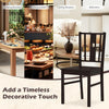 Solid rubber wood kitchen chair with slatted curved backrest in coffee color, ideal for dining rooms and kitchens.