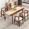 Set of 2 walnut dining room chairs with wrap-around armrests, featuring breathable fabric and sturdy rubber wood frame.