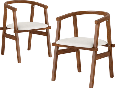 Costway Set of 2 Rubber Wood Dining Chairs w/ Wrap-Around Armrests 167253849 New