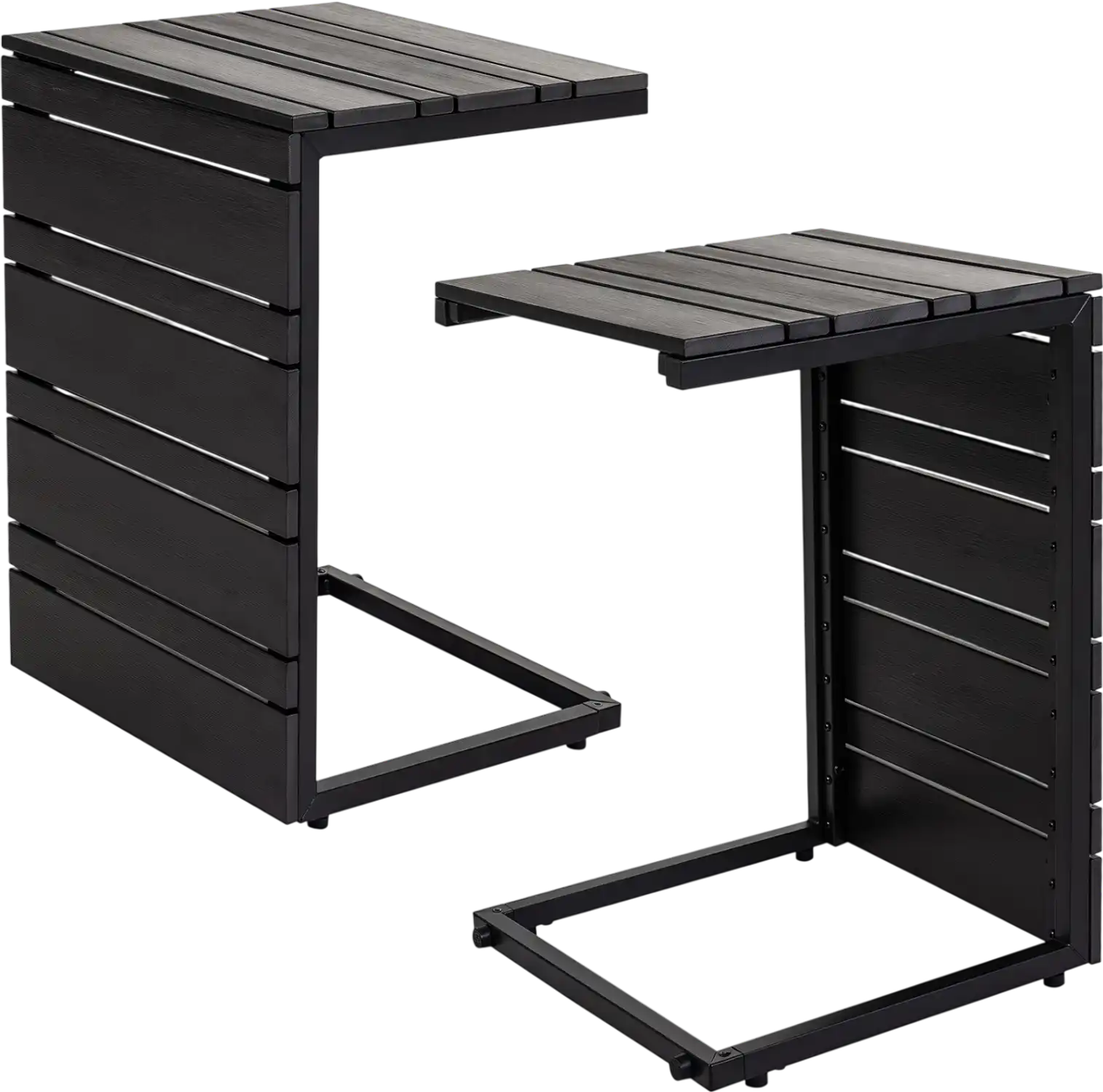 Costway Set of 2 C-Shaped Side Tables Wood-Plastic Top 87521014 New