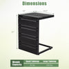 C-shaped side table with a slatted wood-plastic top, ideal for indoor and outdoor use beside sofas or chairs.