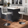 Set of 2 gray swivel adjustable bar stools with backrest and footrest, featuring modern design for kitchen islands.