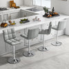 Gray square swivel adjustable bar stools with backrest, featuring a modern design and pneumatic height adjustment for.