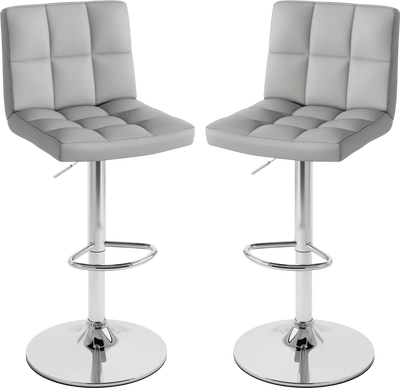 Costway Set of 2 Swivel Adjustable Bar Stools with Back Footrest 76289014 New