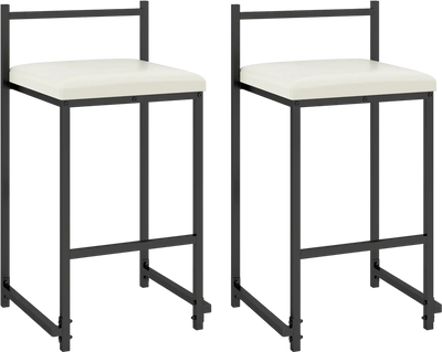 Costway Set of 2 Stackable Counter Height Bar Stools PU Leather Upholstered with Footrest 42835108 New