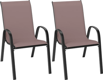 Costway Set of 2 Stackable Patio Dining Chairs with Armrests 22790642 New