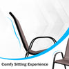 Brown stackable patio dining chair with ergonomic armrest and incline backrest for a comfy sitting experience.