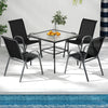 Set of 2 Stackable Patio Dining Chairs Set with Armrest-Black - Gallery View 1 of 8