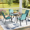 Set of 2 Stackable Patio Dining Chairs Set with Armrest-Turquoise - Gallery View 1 of 9