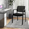 Black stackable reception chair with padded seat and ergonomic mesh backrest, ideal for office or waiting areas.