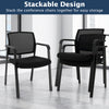 Set of 2 stackable reception chairs with padded seat and ergonomic mesh backrest for easy storage and comfort.