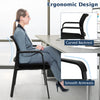 Stackable reception chair with ergonomic curved backrest and padded seat, designed for comfort and easy storage.