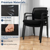 Stackable reception room chair with ergonomic mesh backrest and soft padded seat, designed for comfort and easy storage.
