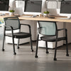 Set of 2 Stackable Rolling Office Chairs with Mesh Backrest-Gray - Gallery View 1 of 10