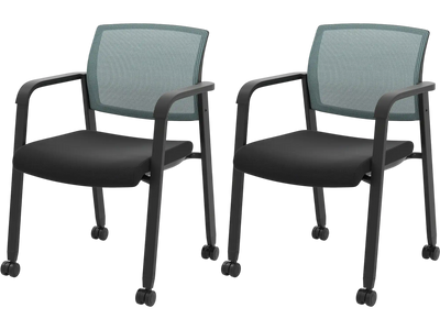 Costway Set of 2 Stackable Rolling Office Chairs Mesh Backrest 83951426 New