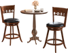 Set of 2 swivel bar stools with rubber wood frame and black PVC leather seats, perfect for kitchen counters or bar.