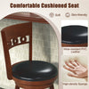 Cushioned seat of a swivel bar stool featuring high-density sponge and PVC leather, ideal for comfort and style.