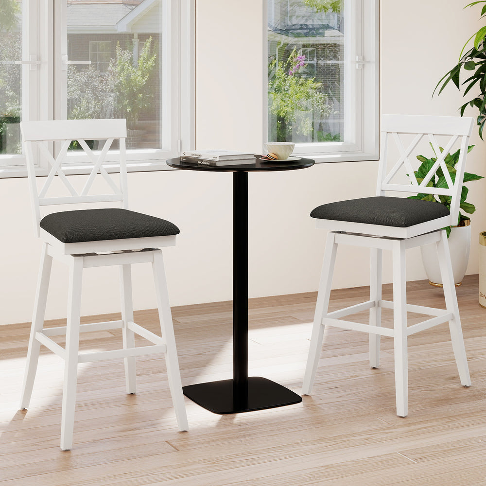 Set of 2 Swivel Bar Stools Counter Height Barstools with Backrest Upholstered Seat Cushion-29 Inches - Gallery View 1 of 9