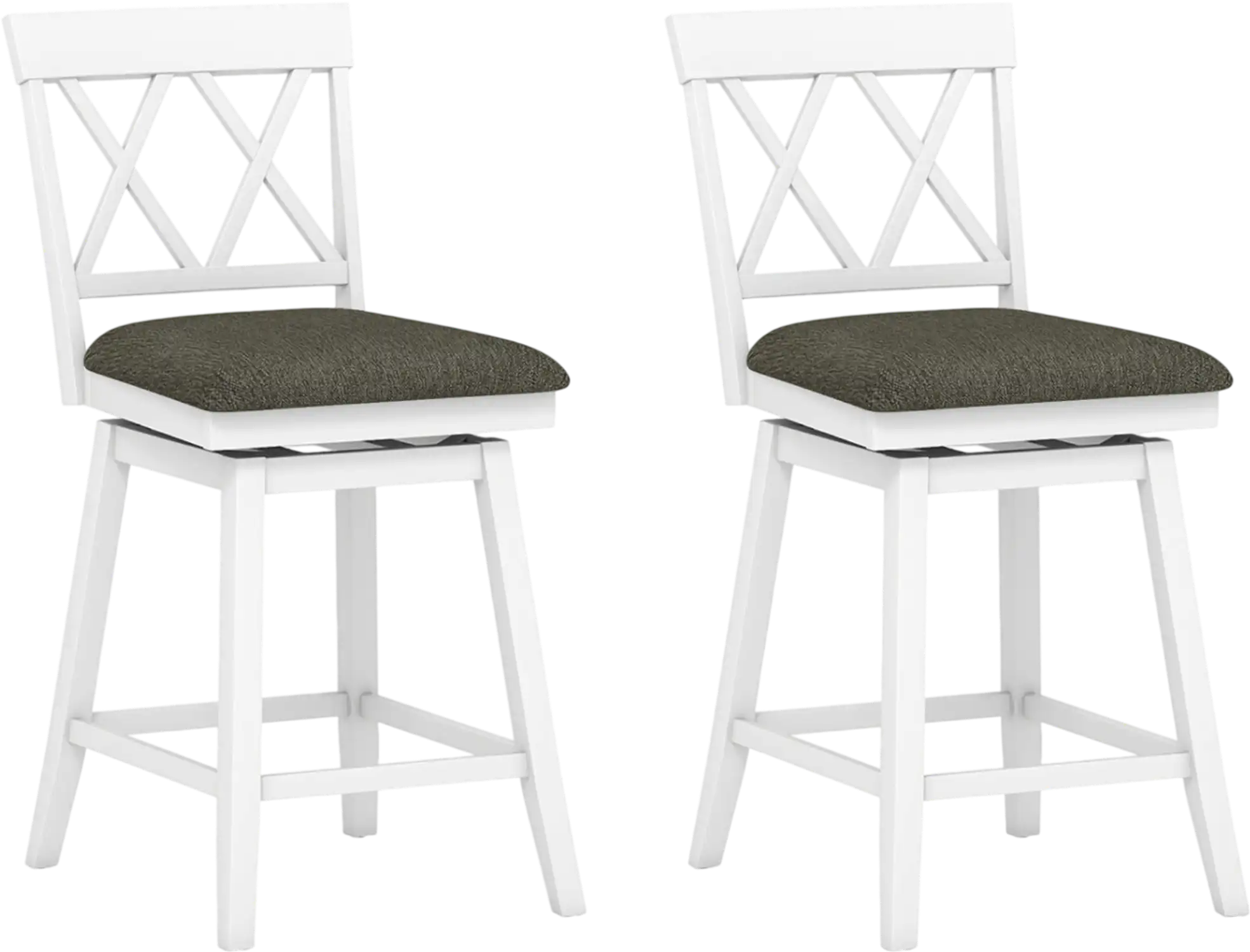 Costway Set of 2 Swivel Counter Height Bar Stools w/ Backrest Upholstered Seat 29169829 New