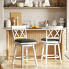 Set of 2 swivel bar stools with backrest and upholstered seat cushions, perfect for dining areas and bars.