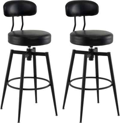 Costway Set of 2 Swivel Faux Leather Upholstered Bar Stools 41532461 New