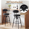 Set of 2 black swivel barstools with padded seats and backs, designed for comfort and easy access in modern kitchens.