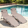 Set of 2 Tanning Chairs with Face Arm Holes Portable with 4-Level Backrest-Beige - Gallery View 1 of 9