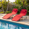 Set of 2 Tanning Chairs with Face Arm Holes Portable with 4-Level Backrest-Red - Gallery View 1 of 9