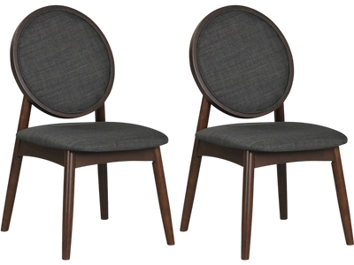 Costway Set of 2 Upholstered Linen Fabric Kitchen Dining Side Chairs Padded Seat 46345562 New
