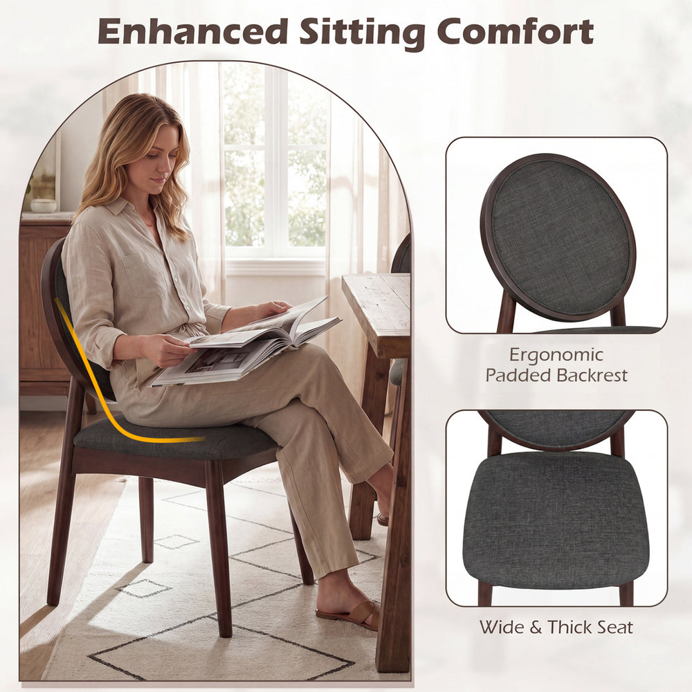 Upholstered kitchen side chair with ergonomic padded backrest and wide thick seat, perfect for dining or living room.