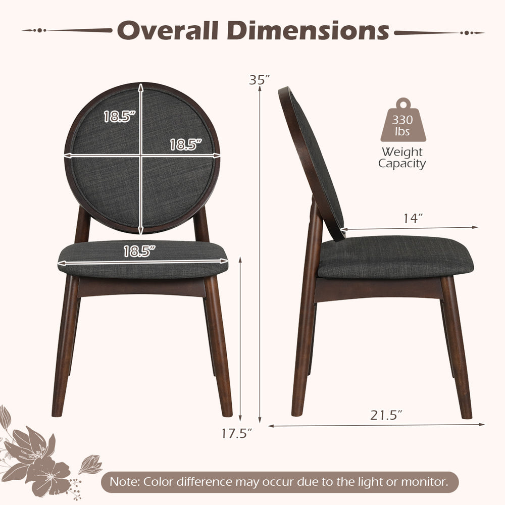 Upholstered linen fabric kitchen side chair dimensions with padded seat, black, ergonomic design for comfort and.