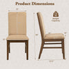 Upholstered dining chair dimensions with solid rubber wood legs, featuring a 21-inch high backrest and 19-inch wide.