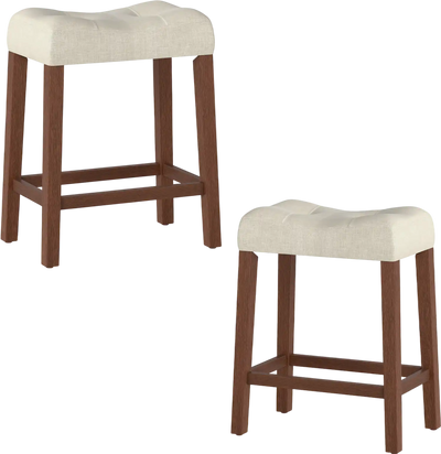 Costway Set of 2 Upholstered Counter Height Bar Stools Curved Saddle Seat 19671114 New