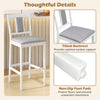 Upholstered barstool set with tilted backrest and non-slip foot pads, crafted from solid rubber wood for kitchen use.